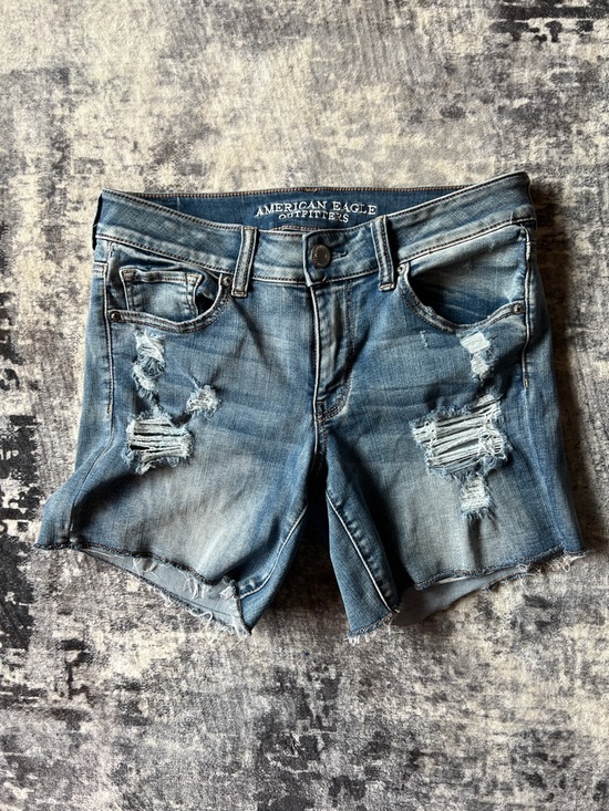 American Eagle Outfitters Pants - American Eagle Outfitters Distressed Blue Denim Jean Shorts